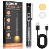 RISEMART Pen Light for Nurse, Rechargeable LED Medical PenLight, Warm/Cool White & Stepless Dimming, Portable Medical PenLight f