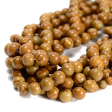 48Pcs Wood Grain Jasper Smooth Round 8mm Beads Natural Stone Round Gemstone Genuine Real Stone for DIY Bracelet Jewelry String M