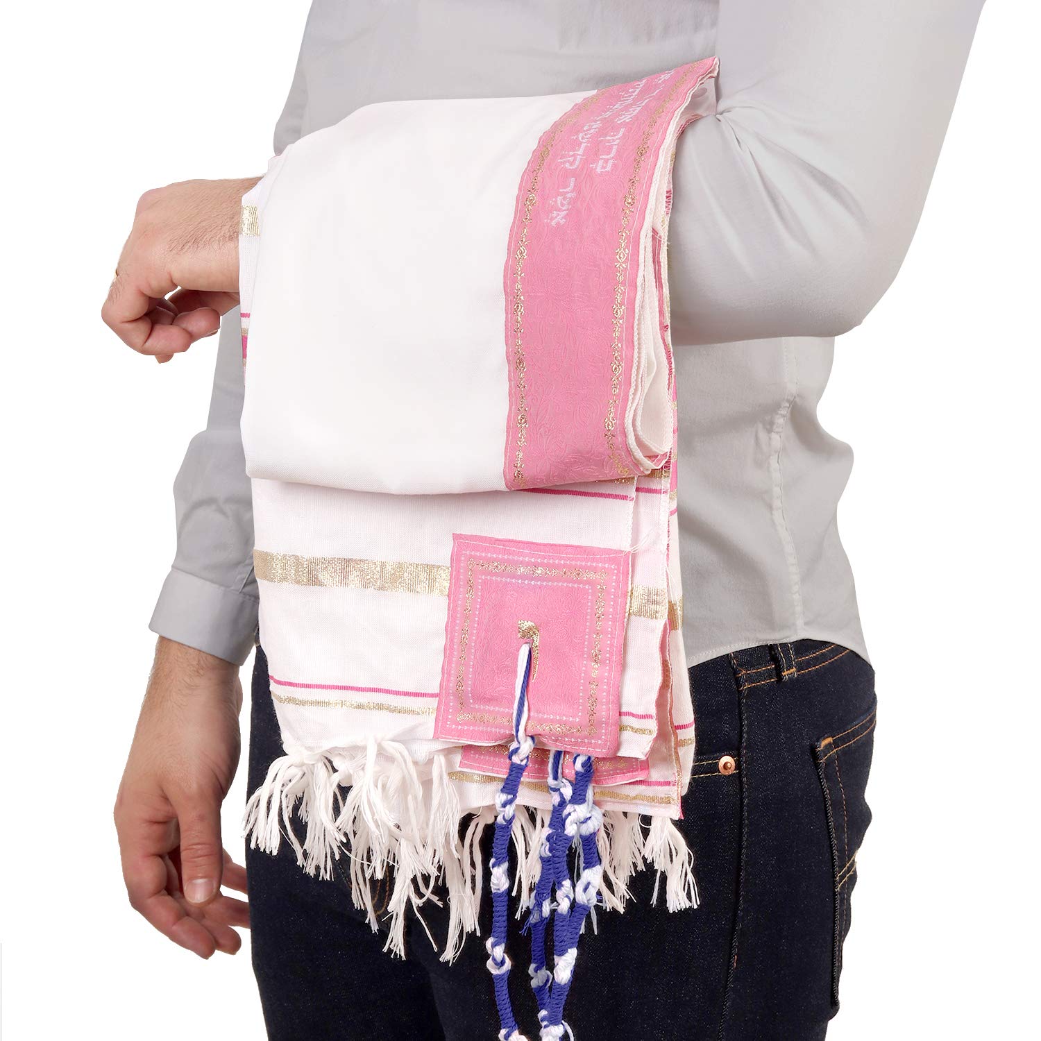 HalleluYAH Tallit Prayer Shawl from Israel - Lords Name Spelled on 4 Corners - XL 72x36 Inches