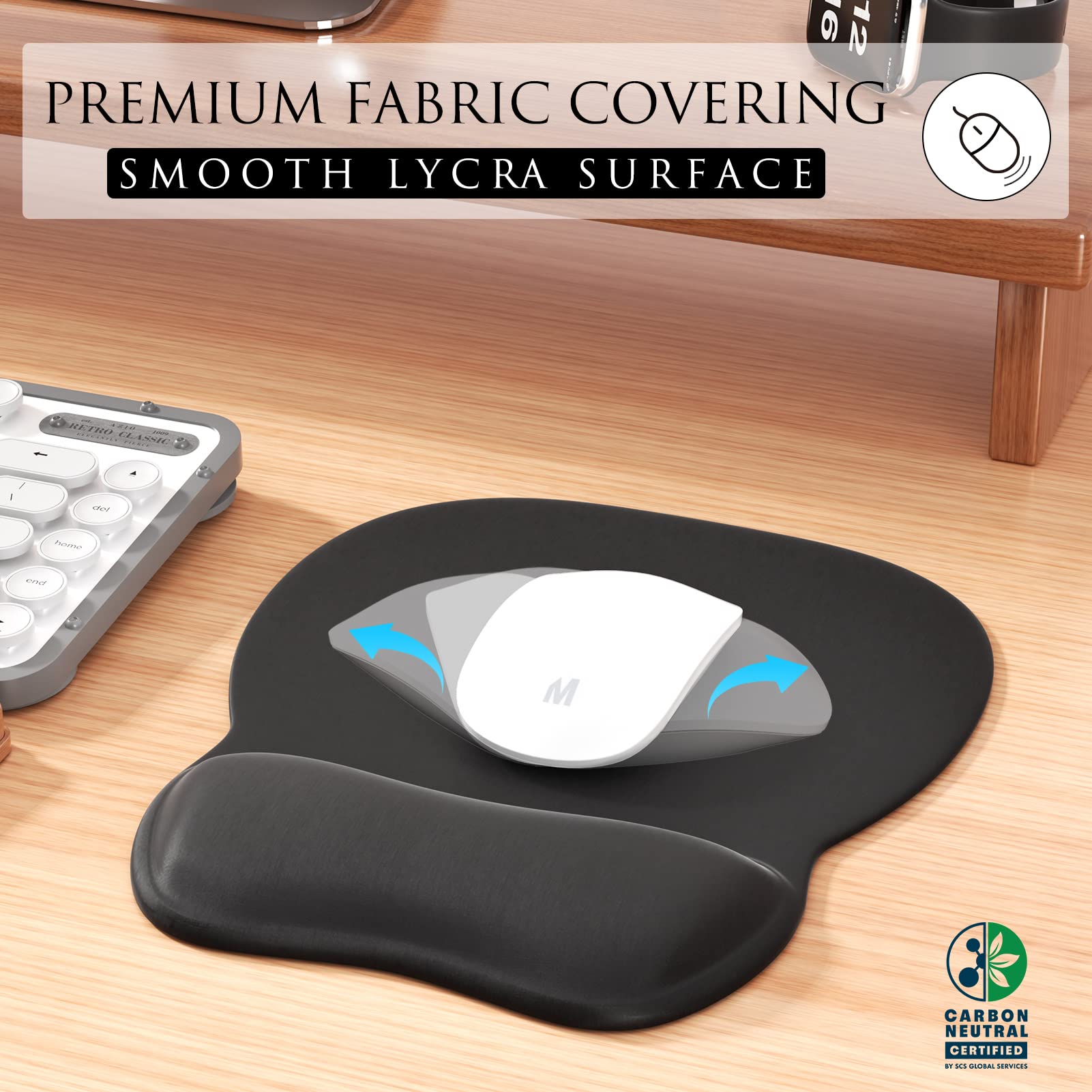 MROCO Ergonomic Mouse Pad with Gel Wrist Rest, Comfortable Mousepad with Smooth Wrist Support Surface and Non-Slip PU Base for P