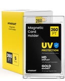 HYARUAT 260pt One Touch Card Holder - 5 Pack Super Thick Magnetic Card Holders for Trading Cards, Clear