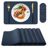 Bacgnyer Placemats Set of 6 with Coasters Wipeable Washable, Blue 6