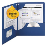 Smead 87982 Lockit TwoPocket Folder Textured Heavyweight Paper 11 x 8 1/2 DK Blue 25/BX