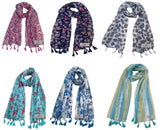 Fusfus WomenS Printed Chiffon Scarves And Stoles, Free Size(Multicolour, Fs2598) Pack Of 6 (Multicolor3)