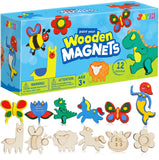 JOYIN 12 Wooden Magnet Creativity Arts & Crafts Painting Kit for Kids, Decorate Your Own Painting Gift for Easter Basket Stuffer