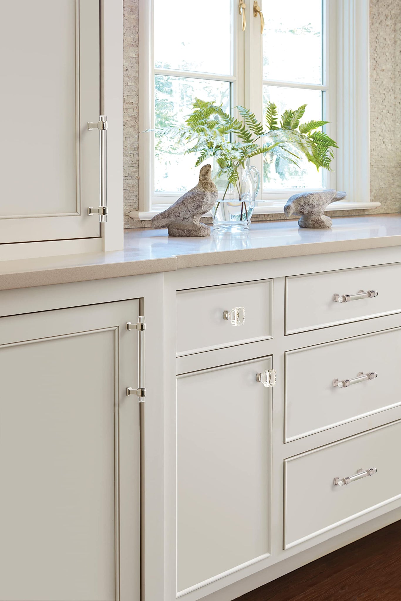 Amerock | Cabinet Pull | Clear/Polished Nickel | 6-5/16 Inch (160 Mm) Center To Center | Glacio | 1 Pack | Drawer Pull | Drawer