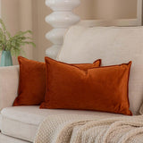 JUSPURBET Velvet Lumbar Throw Pillow Covers 16x24 Set of 2,Burnt Orange