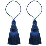 Fenghuangwu Colorful Tassel Key Tassels Elegant DIY Accessories for Curtain and Home Decoration (Navy, 2P)