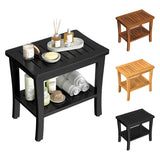Extra Bamboo Black Shower Bench Stool Waterproof Shower Chair Spa Bath Seat Extra Big Best Hardwood Bathroom Gadgets Seat Father