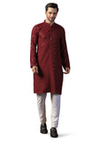 Toplot Kurta For Men || Men'S Ethnic Wear Sequin Embroidered Cotton Blend Kurta Set || Men'S Kurta (Men-Seq-Kurta-Set-5209-Maroon-S),Maroon,,B0DKF3DPWN