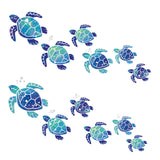 12 Pcs Sea Turtle Wall Decals Ocean Turtle Vinyl Stickers Underwater Bathroom Decals Waterproof Wall Sticker Decoration for Home