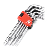 MAXPOWER 9-Piece Torx Key Set - Pro Grade Long Arm 6 point star tools T10, T15, T20, T25, T27, T30, T40, T45, T50