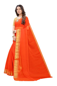 Gosriki Women'S Chiffon Saree With Blouse Piece (Chutki Orange_Orange),Orange,,B095WCHNHH