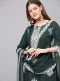 Gosriki Women'S Cotton Blend Straight Embroidered Kurta With Pant & Dupatta (Weekend Green-Nw4-Gs_Xl_Green_X-Large),Green,,B0BYK78SMG