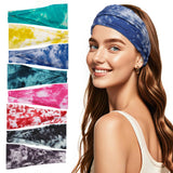 obeoby Tie Dye Headbands for Women, 8Pcs Boho Hairbands Fashion Knot Wide Headband for Daily, Yoga, Work