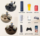 Xchouxer Couch and Bed Cup Holder Pillow, Sofa Organizer Caddy for Drinks, Remotes, Phones, Snacks (Brown)