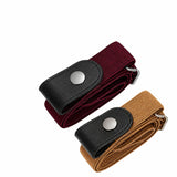 Aadikart Comfortable Invisible/No Buckle/Vbuckleless/Vno Show Belt For Casual & Formal Wear (Light BrownMaroon, Free, 3, 3, Cen