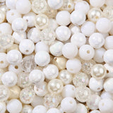 BERMRO 12mm White Acrylic Beads 300pcs Focal Spacer Bead Chunk Bubblegum Beads for DIY Crafting Necklace Bracelet Jewelry Making