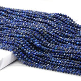 Natural Faceted Lapis Lazuli Beads Natural Stones Loose Bead for Jewelry Making Bracelet Necklace (Size 3mm,Length 15)