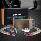 G-PLUS 10 Row AN10-10AN Aluminum Universal Radiator Oil Cooler Condenser Engine Transmission Oil Cooler Kit