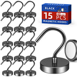 Junarter 15 Packs Magnetic Hooks Heavy Duty 60LBS Neodymium Magnet Hooks, Strong Magnetic Hooks for Hanging, Magnet with Hooks f