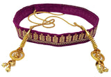 Navti Creations WomenS Purple (Faalsa) Kamarband (Bridal Belt) With Golden Embroidery (Adjustable) Width 3Cm /Waist Hip Belt/Le