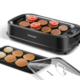 Indoor Smokeless Grill, Techwood 1500W Electric Indoor Grill with Tempered Glass Lid, Portable Non-stick BBQ Korean Grill, Turbo