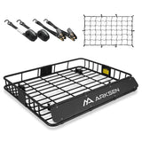 ARKSEN 43 x 50 x 6 Inch Universal Extra Wide 250LB Heavy Duty Roof Rack Cargo with Ratchet Straps, Cargo Net, Car Top Luggage Ho