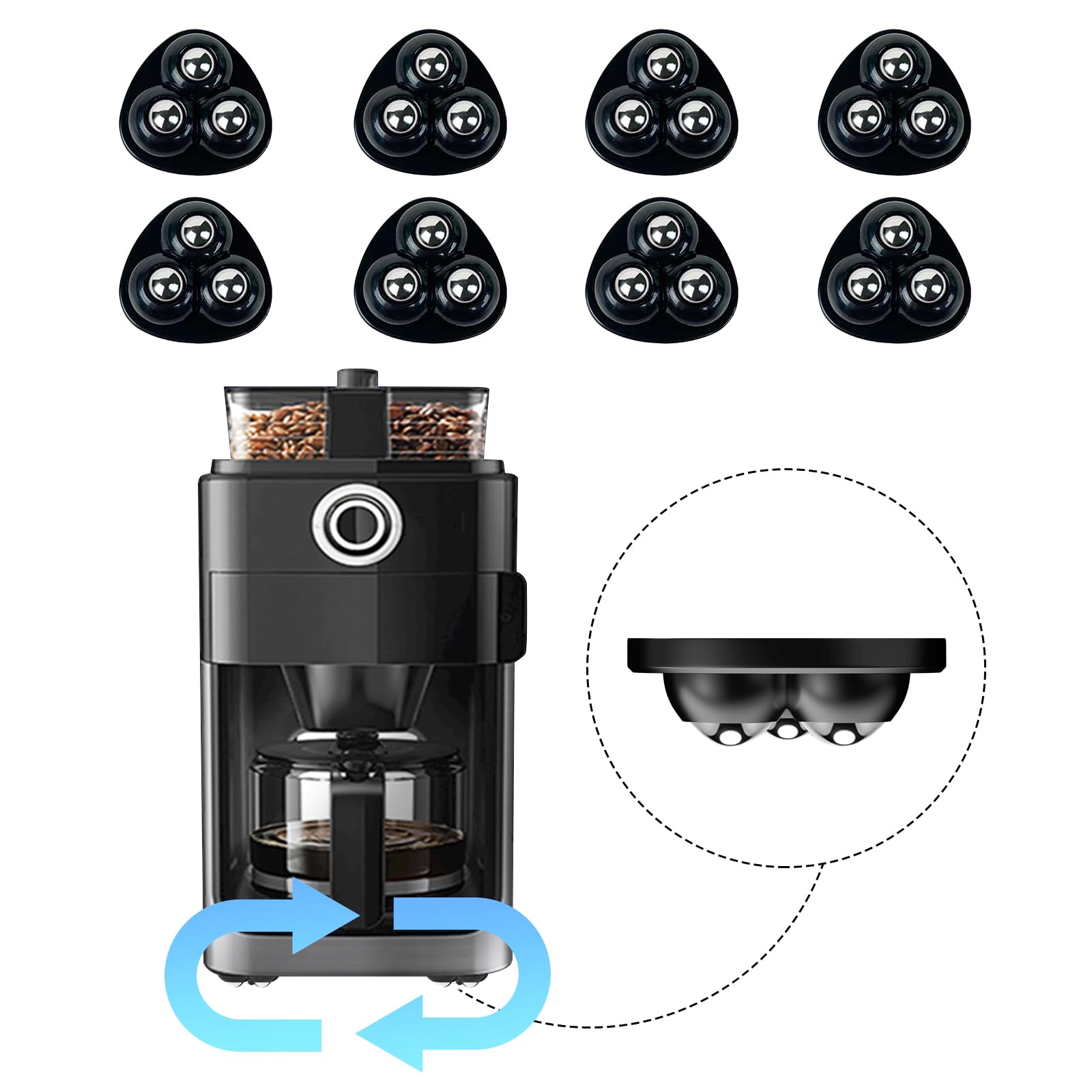 Coffee Slider for Countertop, Furniture Sliders, Furniture Movers Sliders, Self Adhesive Caster Wheels, Appliance Rollers, Rolle