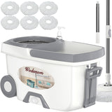 Mop and Bucket with Wringer Set,Spin Mop and Bucket System, Mops for Floor Cleaning,Household Supplies Tools with 6 Replacement 