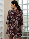 Libas Women'S Silk Blend Printed Straight Kurtis (58161O_Wine Wine L