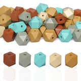 Geometric Wooden Beads 20mm Polygon Wooden Loose Spacer Beads with 4mm Hole for Decor Garlands/Jewelry Making/Home Farmhouse Wal