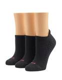 HUE Women's Air Cushion Tab Back No Show Liner Sock 3 Pair Pack, Black, One Size