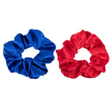 Silk Hair Scrunchies Red Blue for Women Girls,2 Pack Soft Hair Ties
