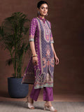 Libas Women'S Poly Crepe Kurta Set (369500R Purple Xl