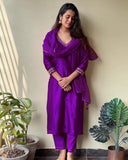 Gosriki Women'S Cotton Blend Straight Embroidered Kurta With Pant & Dupatta (Bagicha Begani-Gs_M_Begani_Medium),Begani,,B0D9WDNC2P