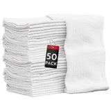 Nabob Wipers Shop Towels 50 Pack Cotton Rags Size 14x14 Commercial Grade (50 Pack, White)