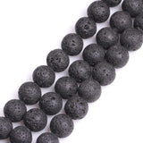 GEM-Inside Natural 18mm Black Lava Rock Gemstone Loose Beads Round Energy Stone Power for Jewelry Making 15''