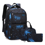 Backpack for Boys with Lunch Box Galaxy 3Pcs, Bookbag for Boys Backpack School Bags, 3 Pieces-Galaxy-Black blue