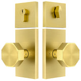SHINY HANDLES Entry Door Knob with Lock and Key, Gold Exterior Door Knobs with Deadbolt Lock Set, Satin Brass Heavy Duty DoorKno