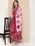 Gosriki Women'S Rayon Blend Straight Printed Kurta With Pant & Dupatta (Ball-Pink-Gs_L_Pink_Large),Pink,,B0CJY47K48