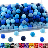 Lovyomi 150pcs 15mm Silicone Beads for Keychain Making Mix Color Round Beads for Pens and Bracelet Crafts(Blue)