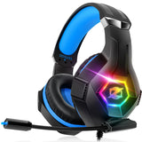 Ozeino Gaming Headset for PC, Ps4, Ps5, Xbox Headset with 7.1 Surround Sound, Gaming Headphones with Noise Cancelling Mic RGB Li
