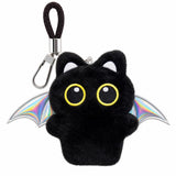 Fianoeir Black Cat Plush Keychain, Cute Bag Charm with Squeaker