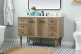 Elegant Decor Indoor Modern Under Sink Bathroom Fixtures Storage Organizer Cabinet 48 Inch Single Bathroom Vanity - Natural Oak
