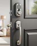 WiFi Smart Lock with Camera - Keyless Entry Deadbolt with Handle Set, 5-in-1 Camera+Doorbell+Fingerprint+Keypad, App Control, Au