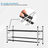 2-Tier Adjustable Freestanding Shoe Rack, Slide-N-Adjust, Chrome Finish