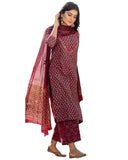 Anni Designer Women'S Cotton Blend Straight Printed Kurta With Pant & Dupatta (Bc Maroon_5Xl_Maroon_Xxxxx-Large),Maroon,5XL