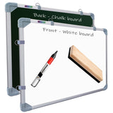 Eduway 2X2 Feet Kunj Non-Magnetic Double-Sided White Board And Chalkboard Combo With 1 Marker And 1 Duster | Ideal Use For Home,
