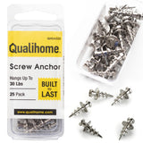 Double-Headed Wall Screw Anchors Picture Hooks - Heavy Duty Bear Claw Hanger Screws Holds Upto 30 Lbs. - Drywall Screw/Anchor fo